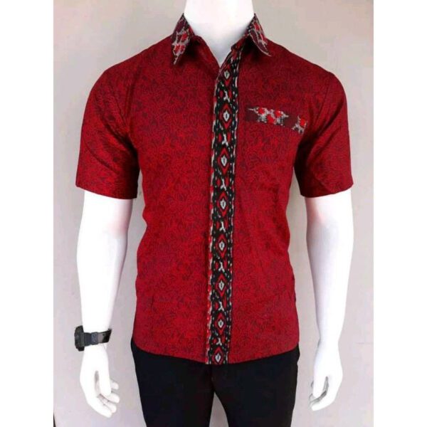 Baju Batik Pria Nusantara Elegance - Merah - Red